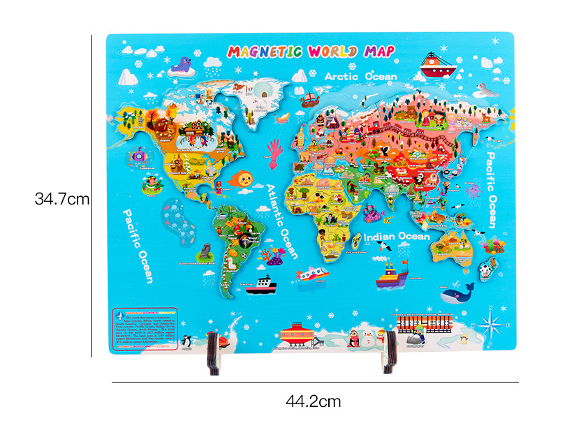 Magnetic World Map Wooden Puzzle