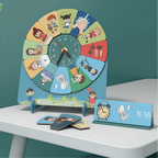 Children's Cartoon Time Cognition Set, its characters, and its use in daily routines.  #learningthroughplay #happyroutines #familyfun #cartoontimecognition #educationaltoys #toddlerdevelopment #preschoollearning #wonderkiiids