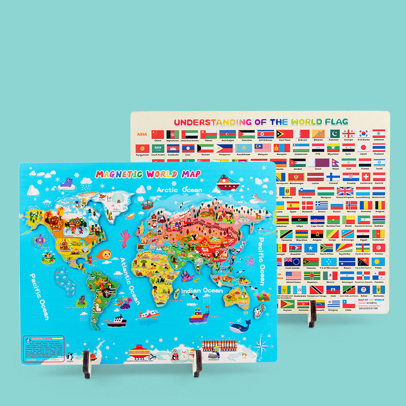 Magnetic World Map Wooden Puzzle