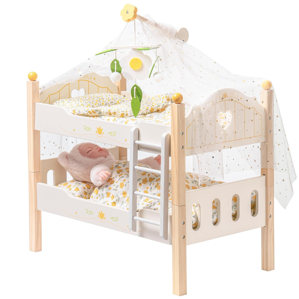 Montessori Wooden Doll Bunk Beds – 2-in-1 Role-Play Furniture