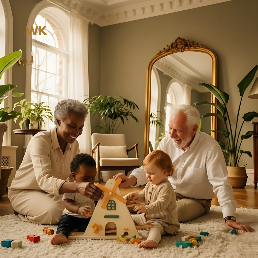 WK Wooden Windmill Track Gliding Car Toy. Wonder Kiiids