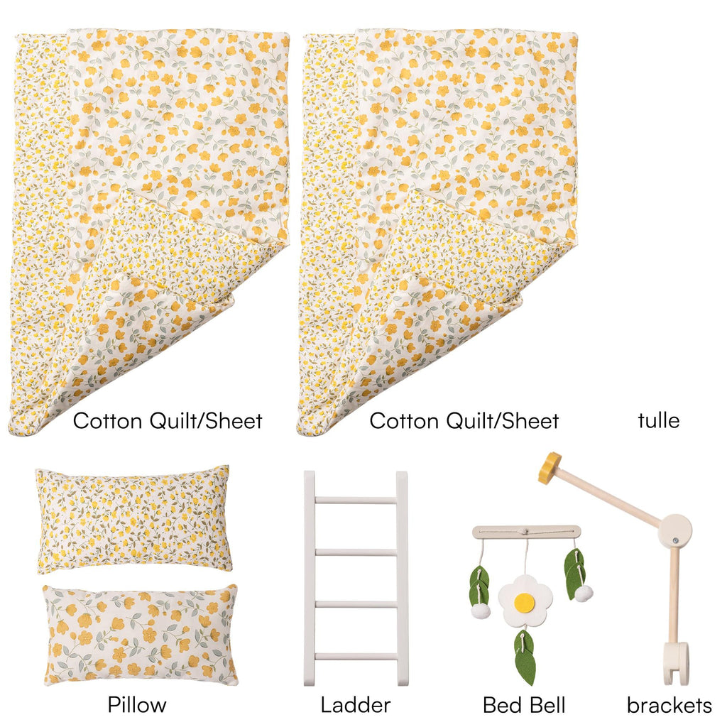 Montessori Wooden Doll Bunk Beds – 2-in-1 Role-Play Furniture