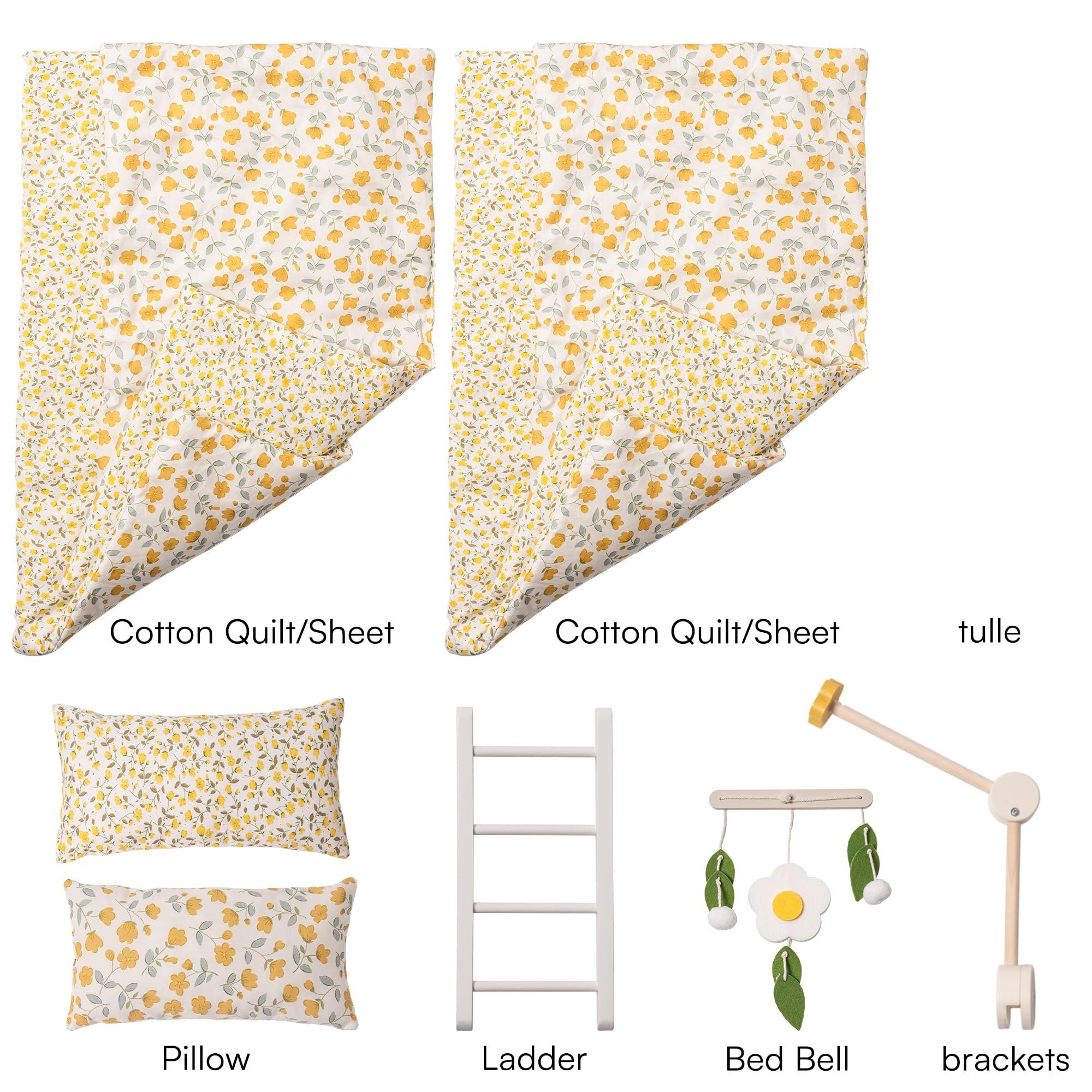 Montessori Wooden Doll Bunk Beds – 2-in-1 Role-Play Furniture