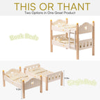 Montessori Wooden Doll Bunk Beds – 2-in-1 Role-Play Furniture