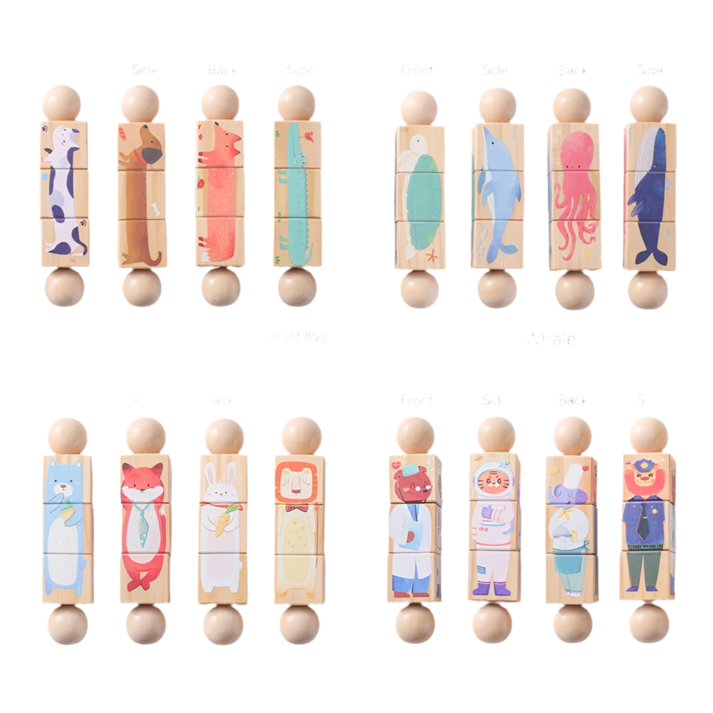 Wooden Montessori Rainbow Stacking Rattle