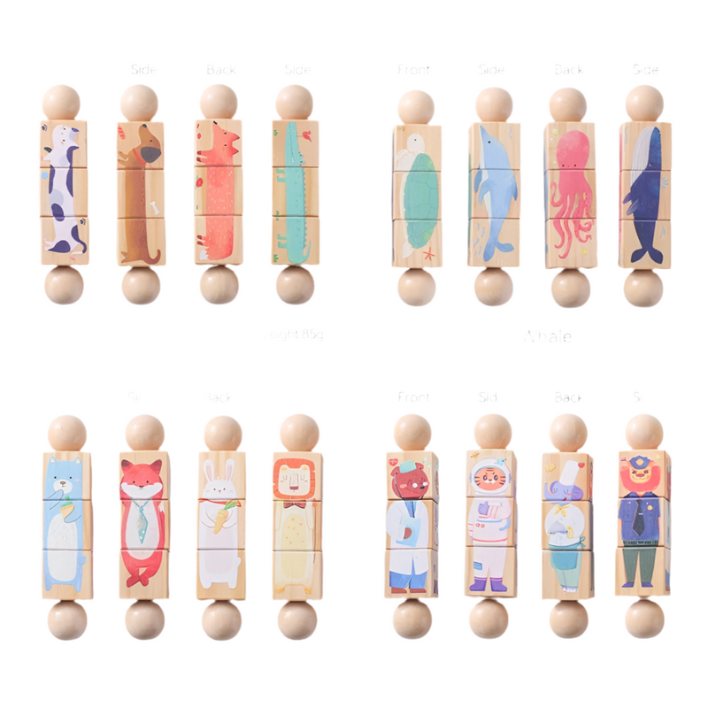 Wooden Montessori Rainbow Stacking Rattle