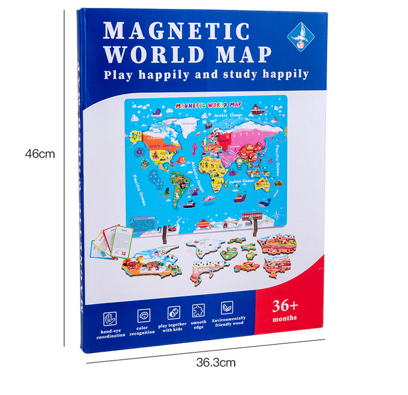 Magnetic World Map Wooden Puzzle