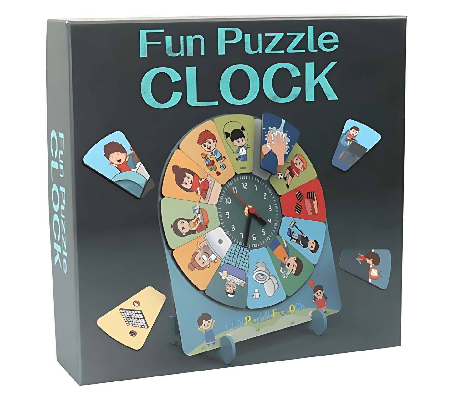 Children's Cartoon Time Cognition Set, its characters, and its use in daily routines.  #learningthroughplay #happyroutines #familyfun #cartoontimecognition #educationaltoys #toddlerdevelopment #preschoollearning #wonderkiiids