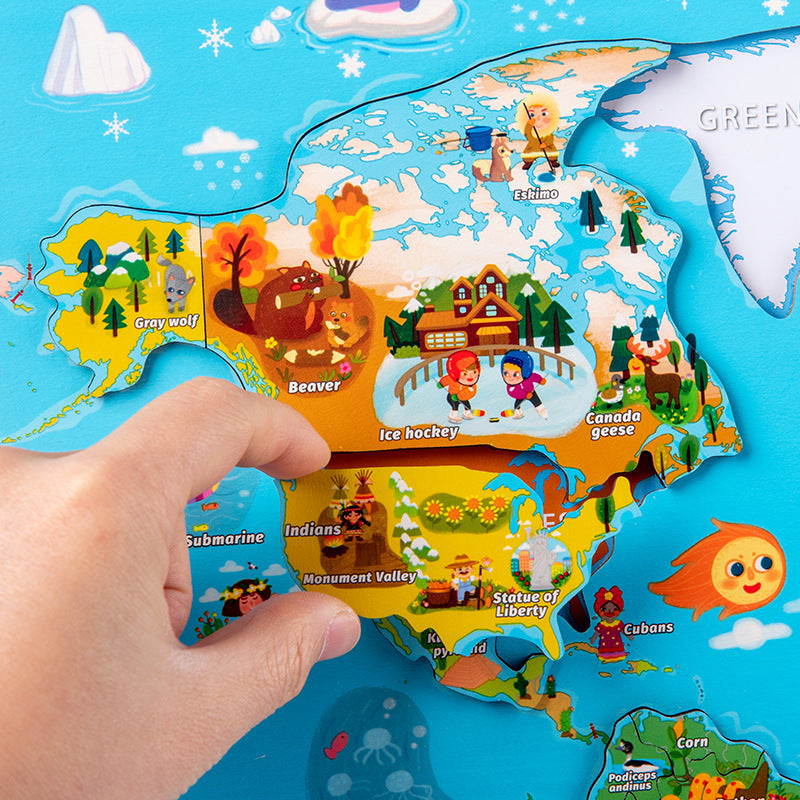 Magnetic World Map Wooden Puzzle