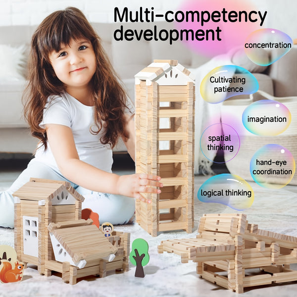 Wooden Log Cabin Building Set