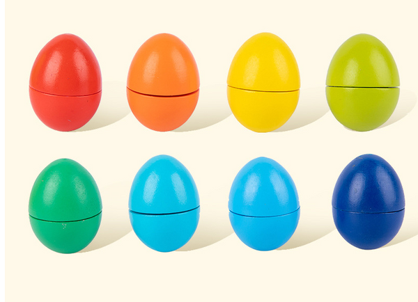 Kids' Colorful Egg Cognition Wooden