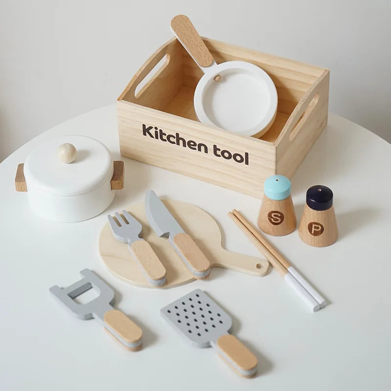 Wooden Food Cutting Set – Montessori Pretend Play Kitchen Toy