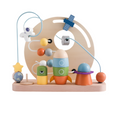 Eco-friendly Montessori wooden bead maze with planetary theme – enhances fine motor skills and early math concepts for toddlers aged 1–3.
