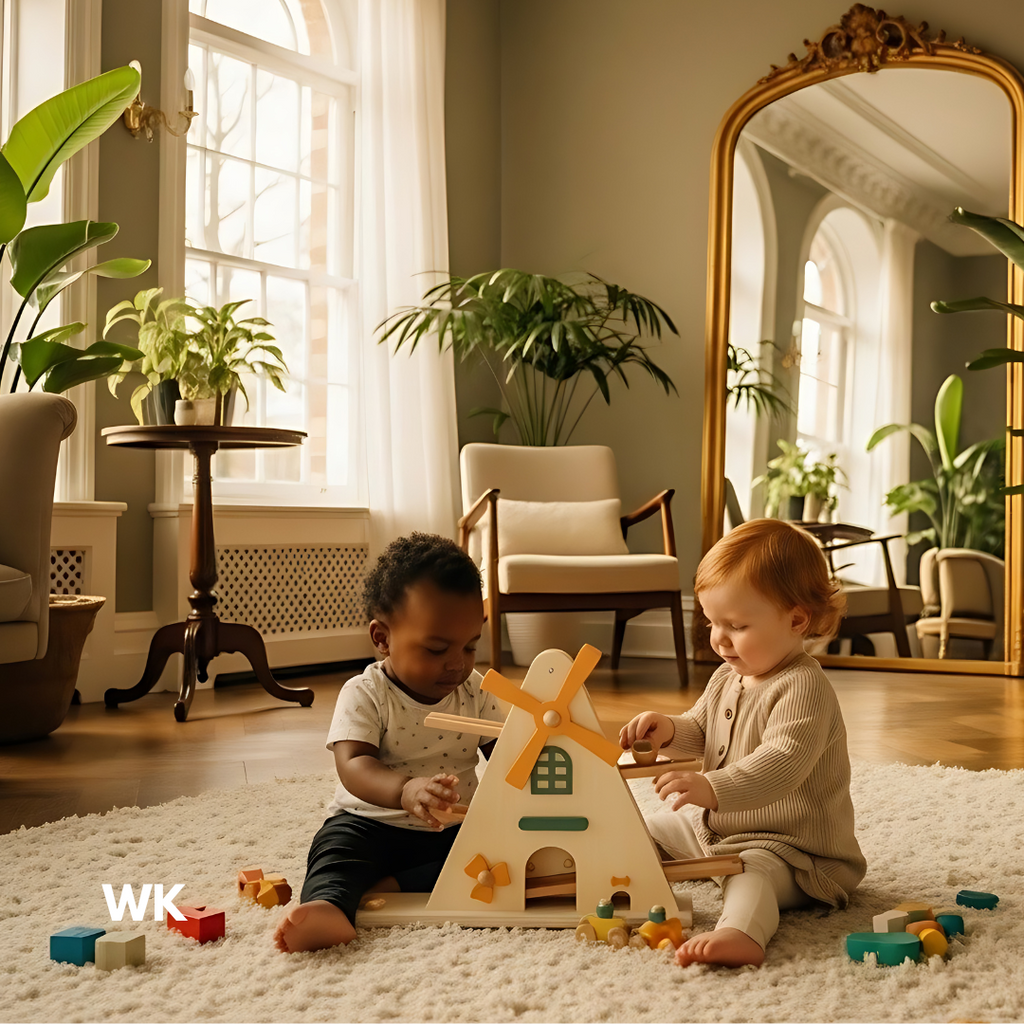 WK Wooden Windmill Track Gliding Car Toy Wonder Kiiids