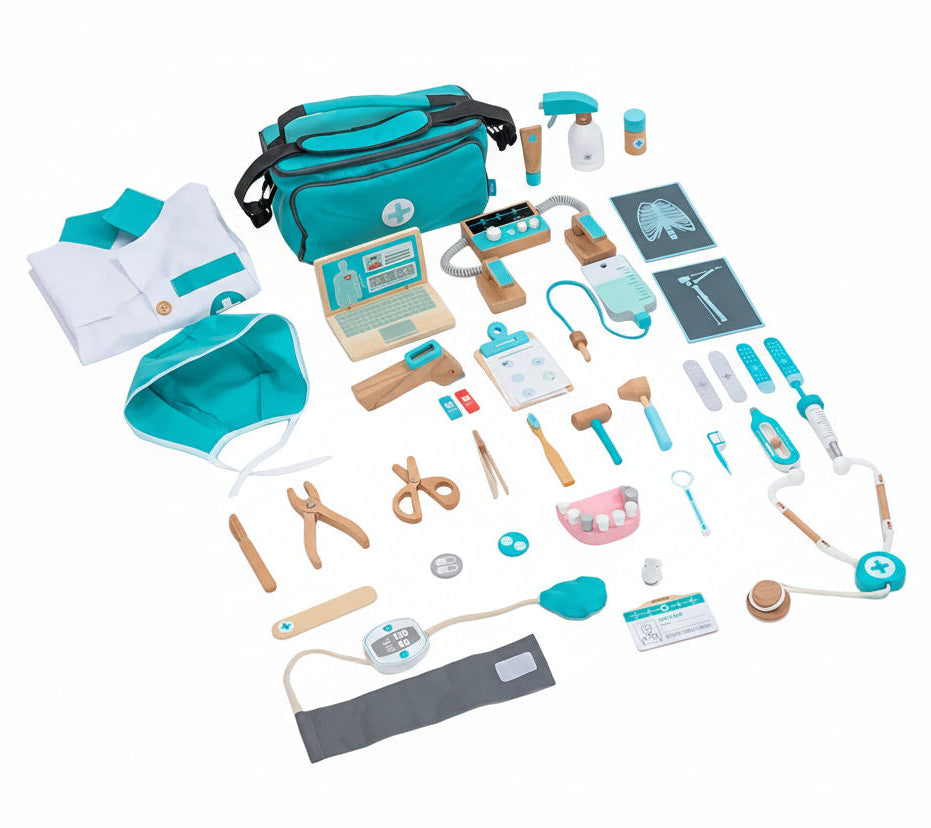 Collection of medical tools and equipment on a white background