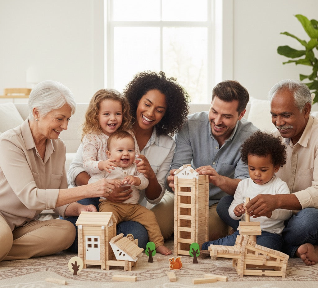 Wooden Log Cabin Building Set Wonder Kiiids 