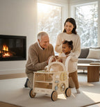 Wonder Kiiids_Eco-friendly Montessori wooden baby walker.Montessori-inspired wooden baby walker pram for first steps – eco-friendly, safe, and developmental toy.