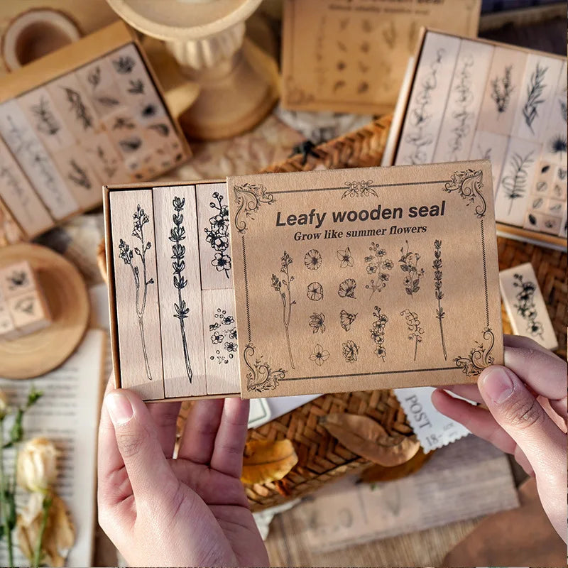 Wood Stamps Plant And Flower