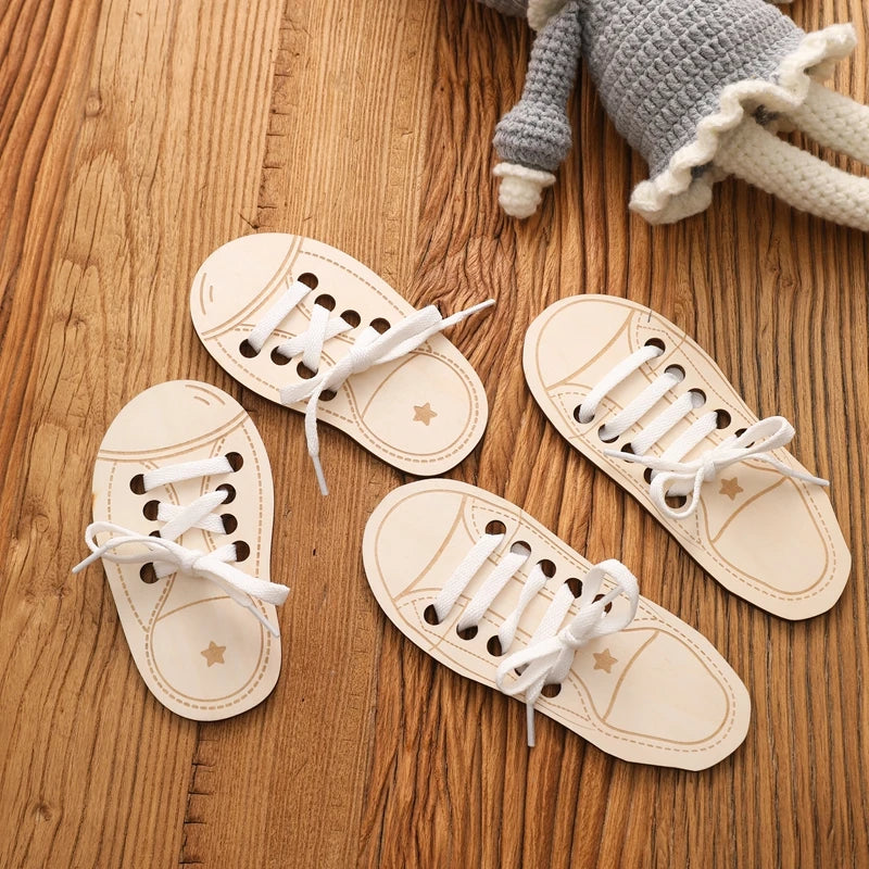 Wooden Lacing Shoes