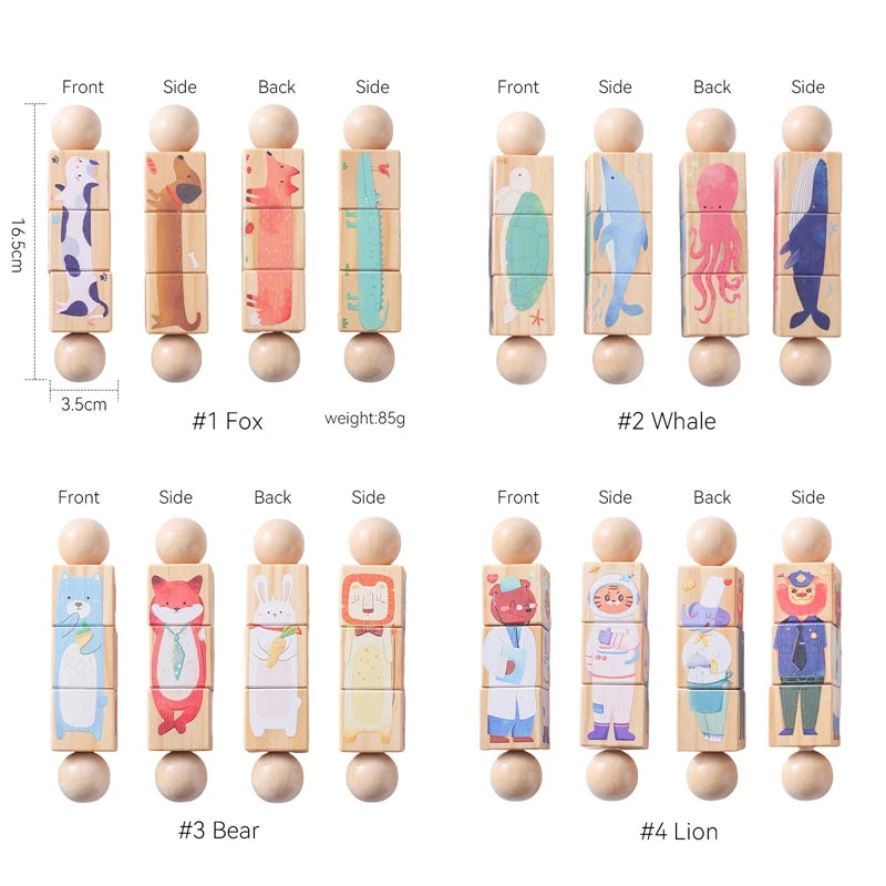 Wooden Montessori Rainbow Stacking Rattle
