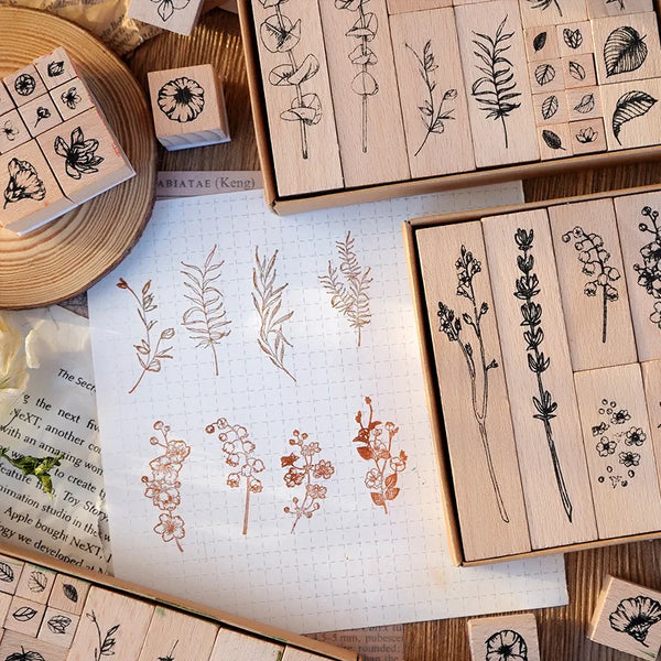 Wood Stamps Plant And Flower