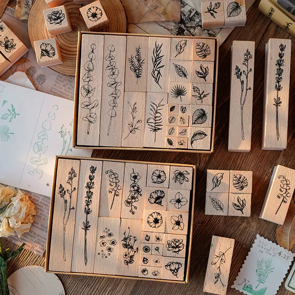 Wood Stamps Plant And Flower