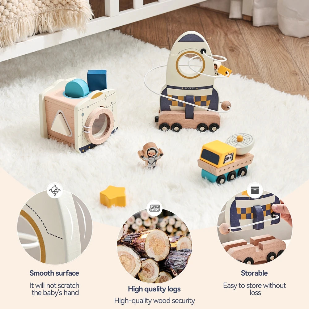 Wooden Astronaut Space Set
