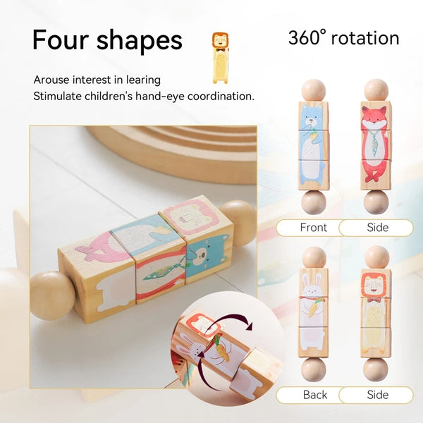 Wooden Montessori Rainbow Stacking Rattle