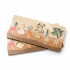 Wooden puzzle with vegetable illustrations on a white background_VegiMatch 3D Puzzle- Wonder Kiiids