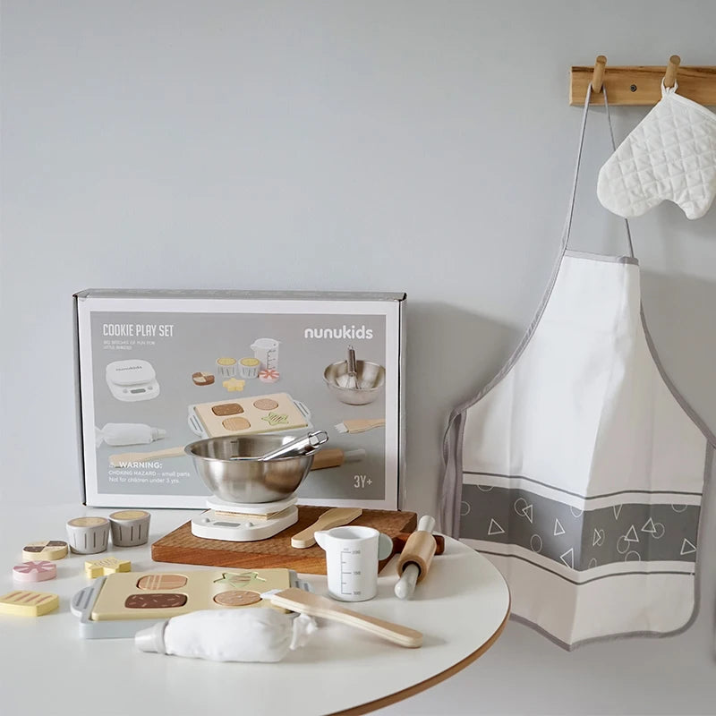 WK - Wooden Cookie Play Kitchen Set – Pretend Baking Toy for Creative Play