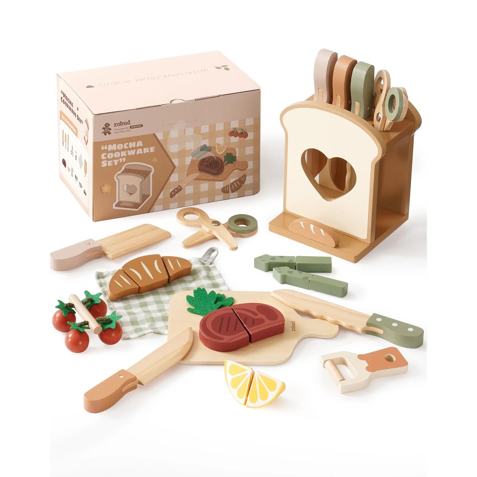 Wonder Kiiids Eco-friendly Montessori wooden kitchen knife playset_