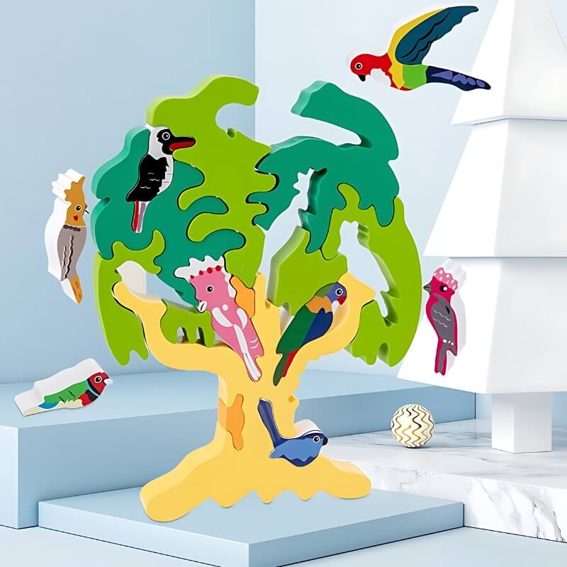 Wonder Kiiids -3D Wooden Bird Tree Puzzle – Montessori-Inspired Educational Toy