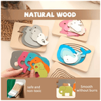 Wonder Kiiids-Children's Animals Multi-layer Wooden Puzzle – Montessori-Inspired Learning Toy