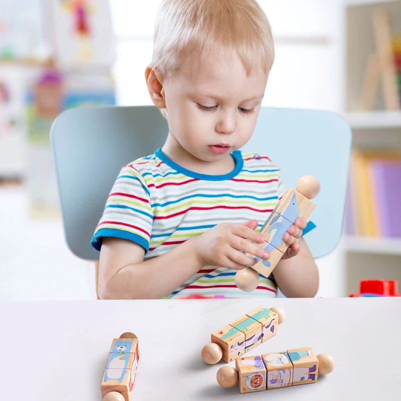Wonder Kiiids - Wooden Rainbow Rattle held by a baby's hands