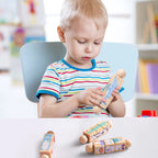 Wonder Kiiids - Wooden Rainbow Rattle held by a baby's hands