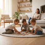 Set of round wooden cards with colorful dinosaur illustrations on a white background