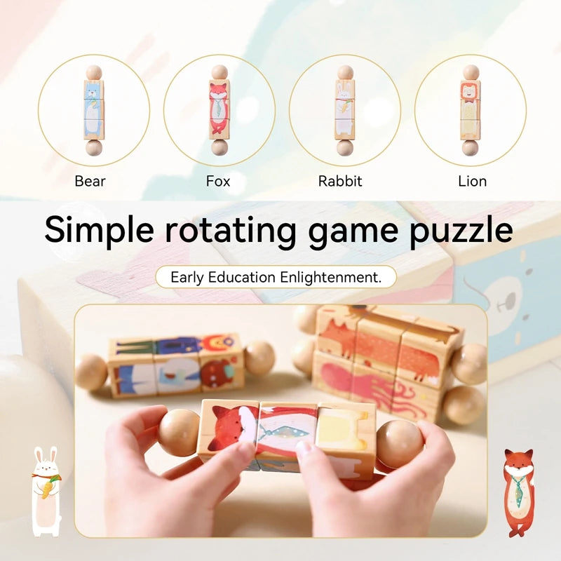 Wooden Montessori Rainbow Stacking Rattle
