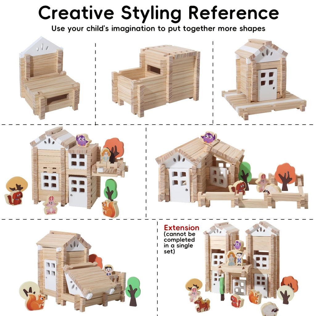 Wooden Log Cabin Building Set