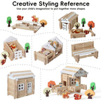 Wooden Log Cabin Building Set Wonder Kiiids 