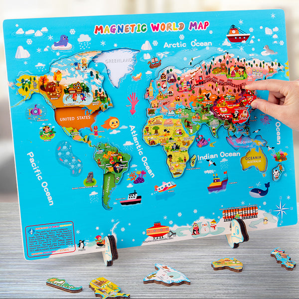 Magnetic World Map Wooden Puzzle